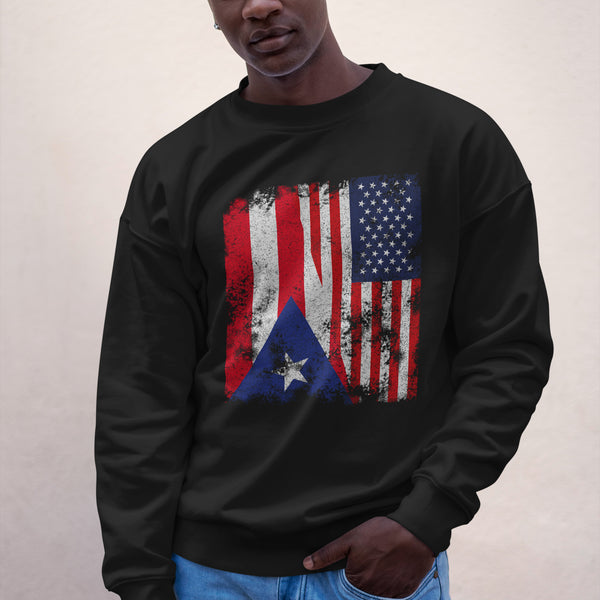 Puerto Rico USA Flag - Half American Sweatshirt
