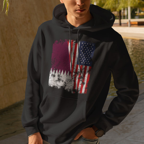 Qatar USA Flag - Half American Hoodie