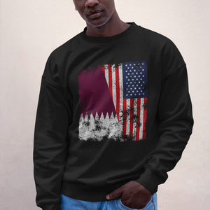 Qatar USA Flag - Half American Sweatshirt