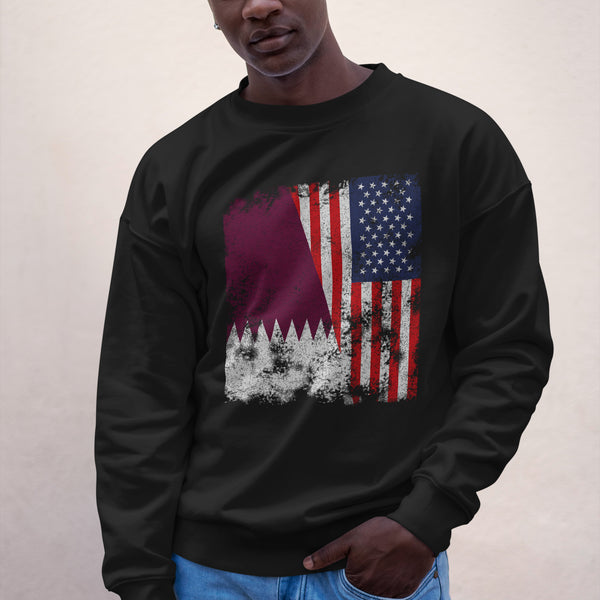 Qatar USA Flag - Half American Sweatshirt