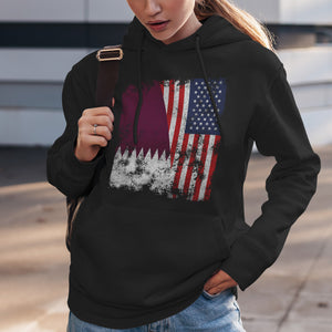 Qatar USA Flag - Half American Hoodie