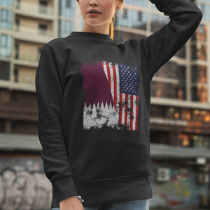 Qatar USA Flag - Half American Sweatshirt