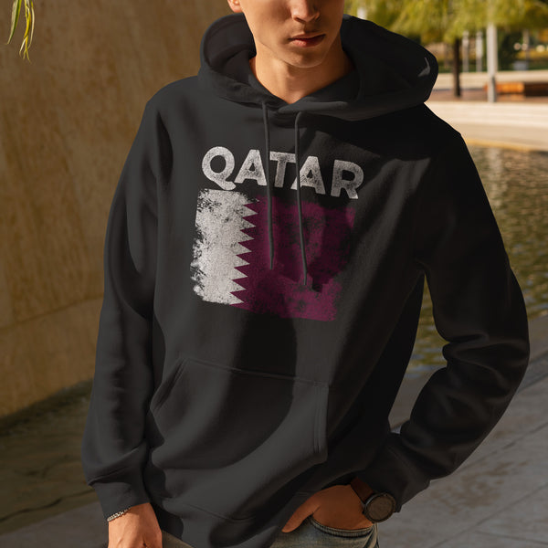 Qatar Flag Distressed - Qatari Flag Hoodie