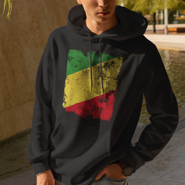 Republic Of The Congo Flag Hoodie Black / S