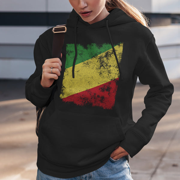 Republic Of The Congo Flag Hoodie Black / S