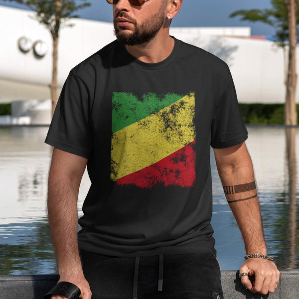 Republic Of The Congo Flag T-Shirt Black / S