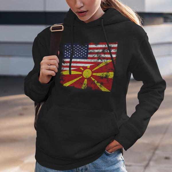 Republic of North Macedonia USA Flag Hoodie
