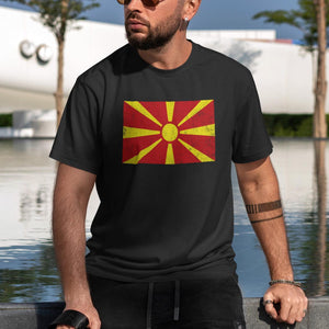 North Macedonia Flag T-Shirt Black / S