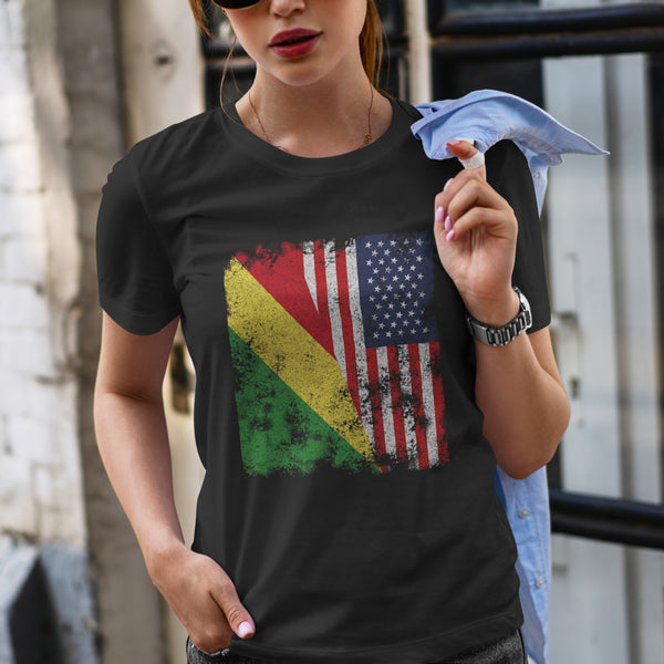 Republic of the Congo USA Flag T-Shirt