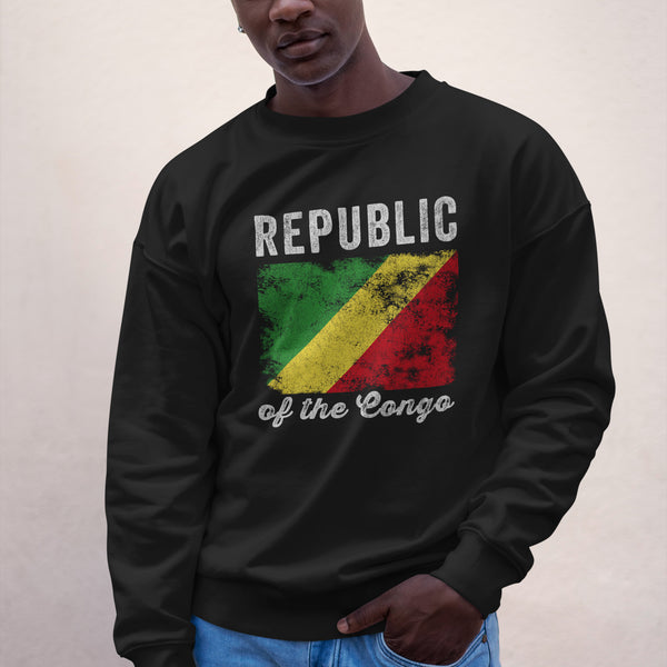 Republic of the Congo Flag Distressed Sweatshirt