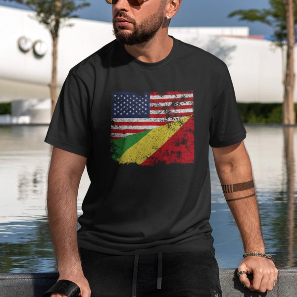 Republic of the Congo USA Flag T-Shirt
