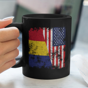 Romania USA Flag - Half American Mug