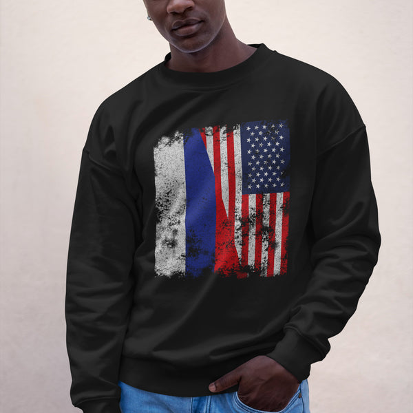Russia USA Flag - Half American Sweatshirt