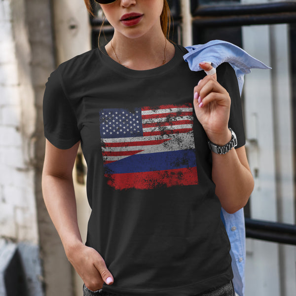 Russia USA Flag T-Shirt