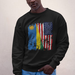 Rwanda USA Flag - Half American Sweatshirt