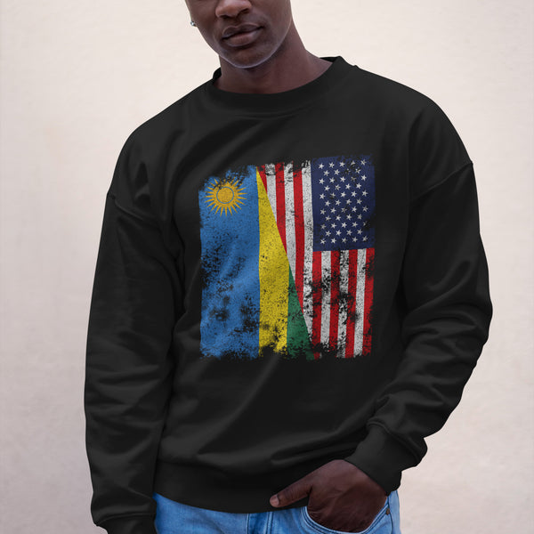 Rwanda USA Flag - Half American Sweatshirt