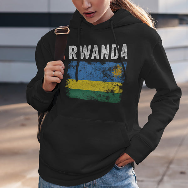 Rwanda Flag Distressed - Rwandan Flag Hoodie