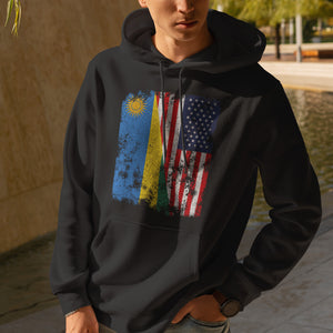 Rwanda USA Flag - Half American Hoodie