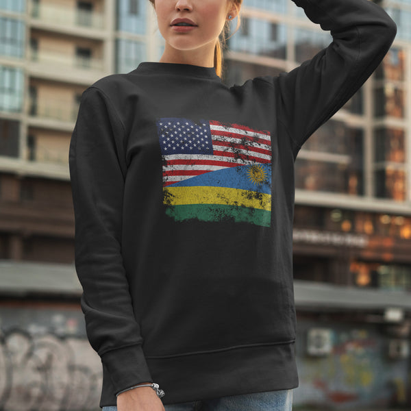 Rwanda USA Flag Sweatshirt