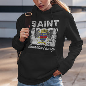 Saint Barthélemy Flag Distressed Hoodie Black / S