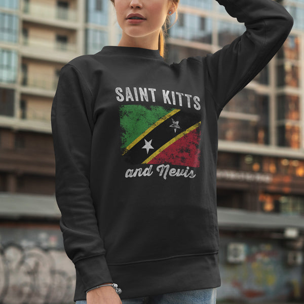 Saint Kitts and Nevis Flag Distressed Sweatshirt