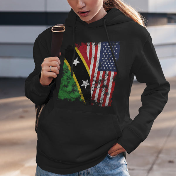 Saint Kitts and Nevis USA Flag Hoodie
