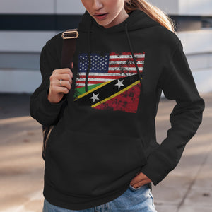Saint Kitts and Nevis USA Flag Hoodie Black / S