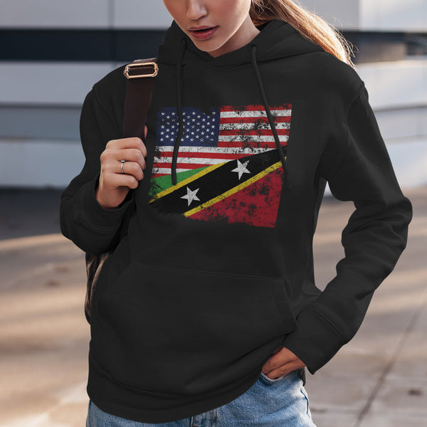 Saint Kitts and Nevis USA Flag Hoodie Black / S