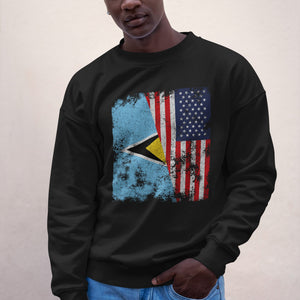 Saint Lucia USA Flag - Half American Sweatshirt