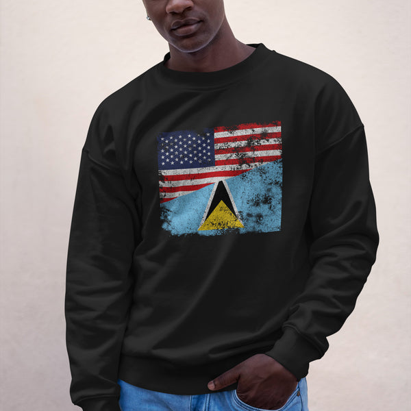 Saint Lucia USA Flag Sweatshirt