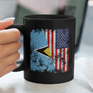 Saint Lucia USA Flag - Half American Mug