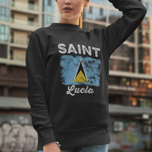 Saint Lucia Flag Distressed Sweatshirt