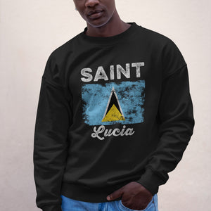 Saint Lucia Flag Distressed Sweatshirt
