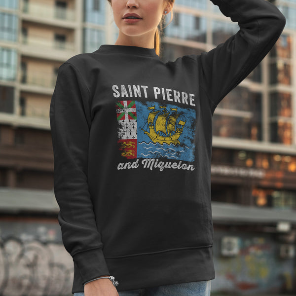 Saint Pierre and Miquelon Flag Vintage Sweatshirt