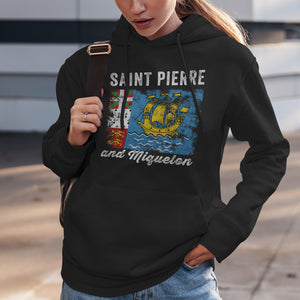 Saint Pierre and Miquelon Flag Vintage Hoodie