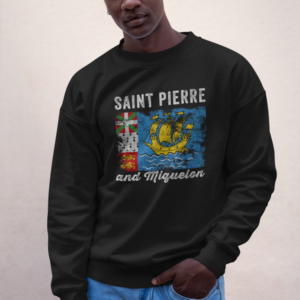 Saint Pierre and Miquelon Flag Vintage Sweatshirt