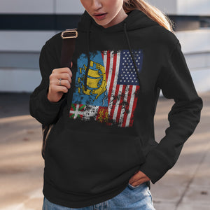 Saint Pierre and Miquelon USA Flag Hoodie