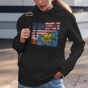 Saint Pierre and Miquelon USA Flag Hoodie Black / S