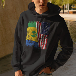 Saint Vincent and Grenadines USA Flag Hoodie Black / S