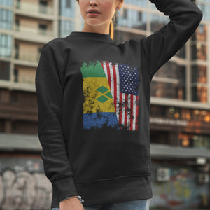 Saint Vincent and Grenadines USA Flag Sweatshirt Black / S