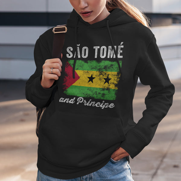 São Tomé and Príncipe Flag Distressed Hoodie