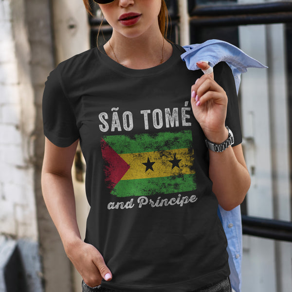 São Tomé and Príncipe Flag Distressed T-Shirt
