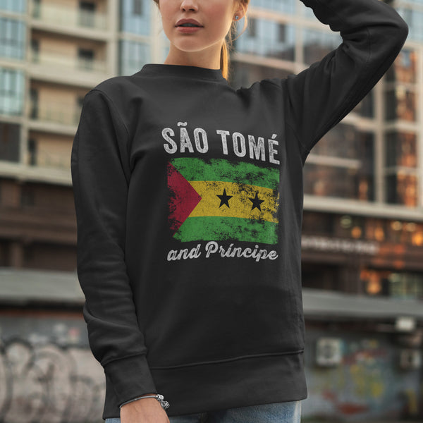 São Tomé and Príncipe Flag Distressed Sweatshirt
