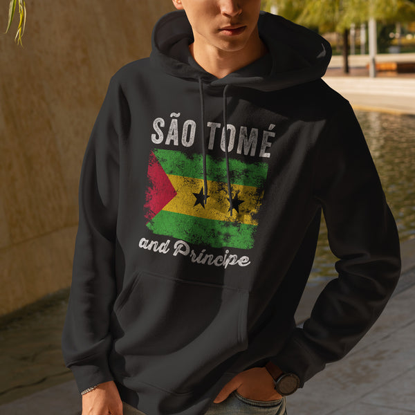 São Tomé and Príncipe Flag Distressed Hoodie