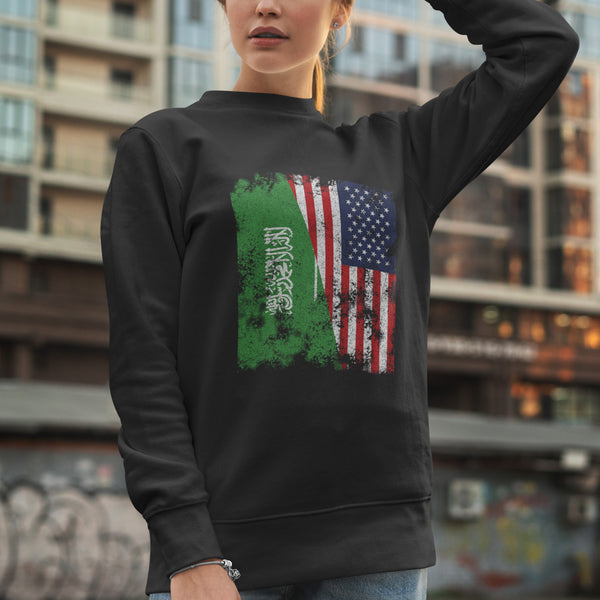 Saudi Arabia USA Flag - Half American Sweatshirt