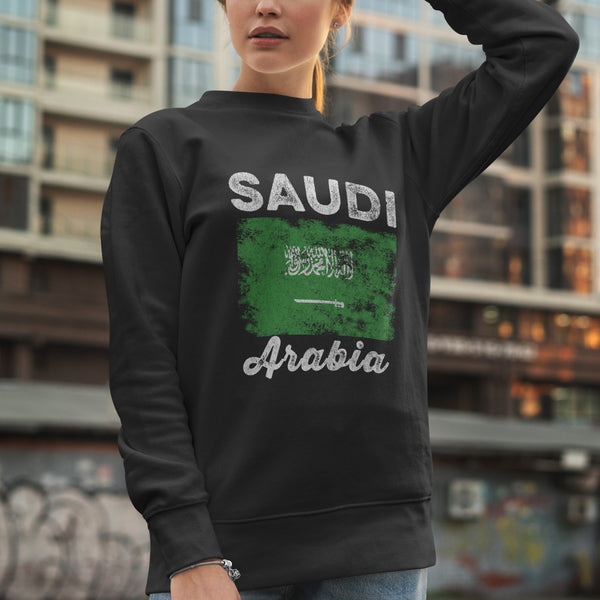 Saudi Arabia Flag Distressed Saudi Flag Sweatshirt