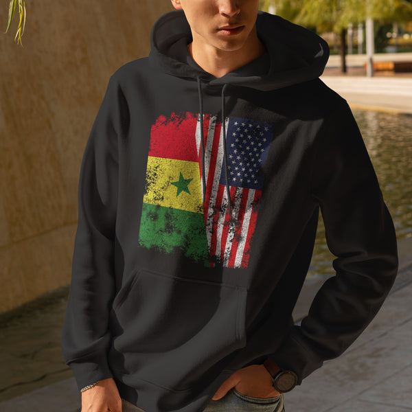 Senegal USA Flag - Half American Hoodie