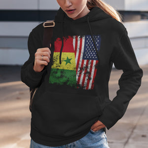 Senegal USA Flag - Half American Hoodie