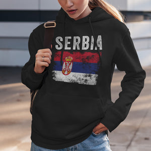 Serbia Flag Distressed - Serbian Flag Hoodie