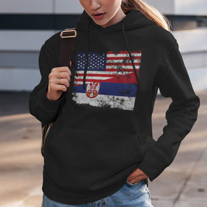 Serbia USA Flag Hoodie
